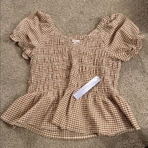 Women's Brown Checkered Pencil Skirt